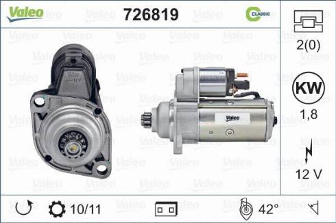 Valeo 726819 - Стартер autospares.lv