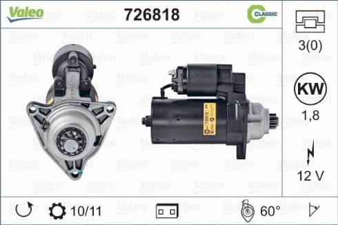 Valeo 726818 - Стартер autospares.lv