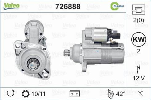 Valeo 726888 - Стартер autospares.lv