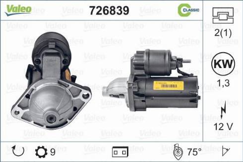 Valeo 726839 - Стартер autospares.lv