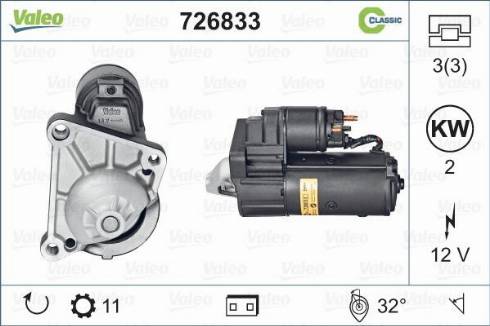 Valeo 726833 - Стартер autospares.lv