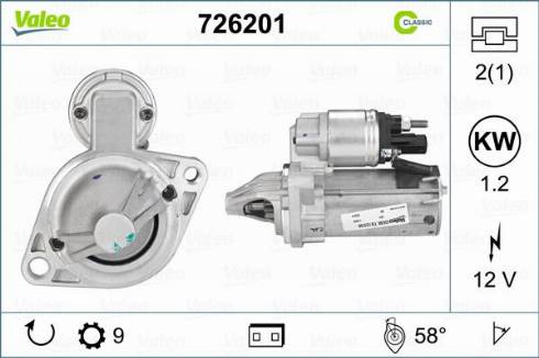 Valeo 726201 - Стартер autospares.lv