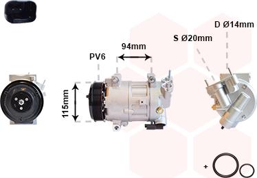 Van Wezel 4000K418 - Компрессор кондиционера autospares.lv