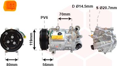 Van Wezel 4000K322 - Компрессор кондиционера autospares.lv