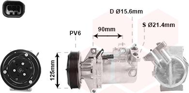 Van Wezel 4300K495 - Компрессор кондиционера autospares.lv