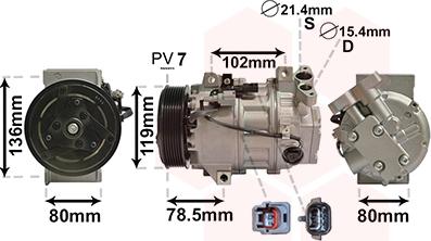 Van Wezel 4300K620 - Компрессор кондиционера autospares.lv