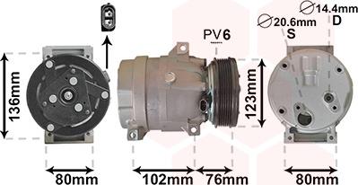 Van Wezel 4300K069 - Компрессор кондиционера autospares.lv