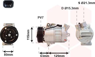 Van Wezel 4300K384 - Компрессор кондиционера autospares.lv