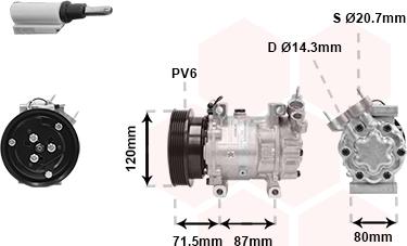 Van Wezel 4300K281 - Компрессор кондиционера autospares.lv