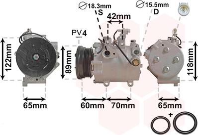 Van Wezel 5200K125 - Компрессор кондиционера autospares.lv