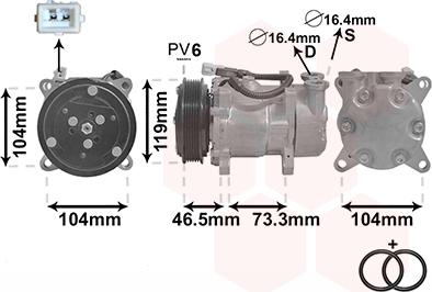 Van Wezel 0900K030 - Компрессор кондиционера autospares.lv