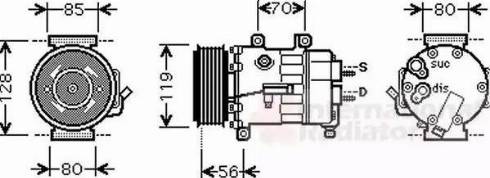 Van Wezel 0900K250 - Компрессор кондиционера autospares.lv