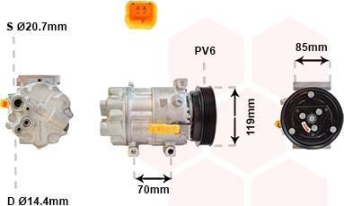 Van Wezel 0900K253 - Компрессор кондиционера autospares.lv