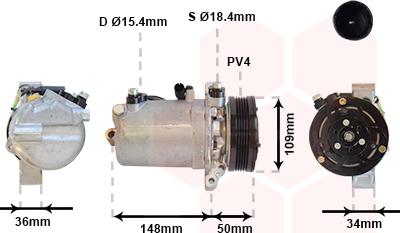 Van Wezel 0600K408 - Компрессор кондиционера autospares.lv