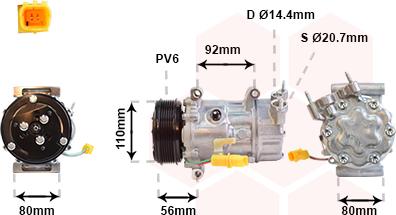 Van Wezel 0600K416 - Компрессор кондиционера autospares.lv