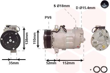 Van Wezel 0600K545 - Компрессор кондиционера autospares.lv