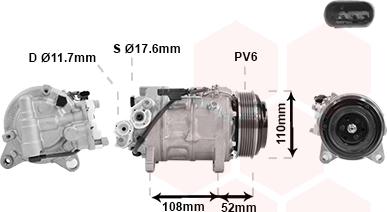 Van Wezel 0600K601 - Компрессор кондиционера autospares.lv