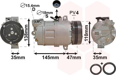 Van Wezel 0600K395 - Компрессор кондиционера autospares.lv