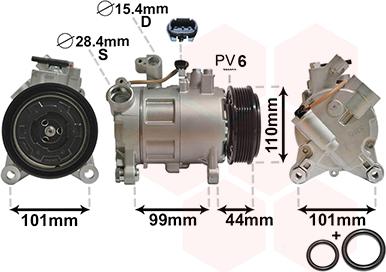 Van Wezel 0601K702 - Компрессор кондиционера autospares.lv