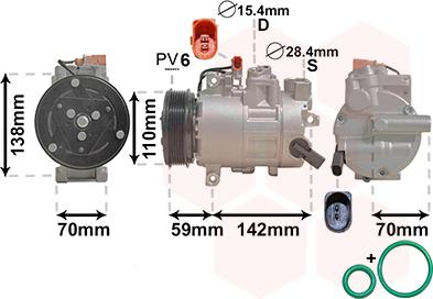 Van Wezel 0300K402 - Компрессор кондиционера autospares.lv