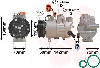 Van Wezel 0300K411 - Компрессор кондиционера autospares.lv