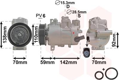 Van Wezel 0300K181 - Компрессор кондиционера autospares.lv