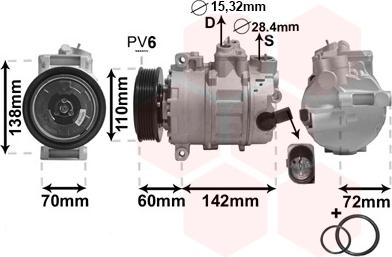 Van Wezel 0300K344 - Компрессор кондиционера autospares.lv