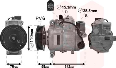 Van Wezel 0300K380 - Компрессор кондиционера autospares.lv