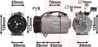 Van Wezel 1800K416 - Компрессор кондиционера autospares.lv