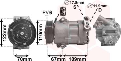 Van Wezel 1700K408 - Компрессор кондиционера autospares.lv