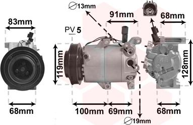 Van Wezel 8300K144 - Компрессор кондиционера autospares.lv