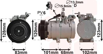 Van Wezel 8200K123 - Компрессор кондиционера autospares.lv