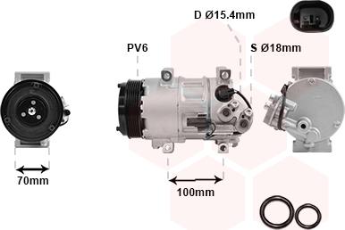 Van Wezel 3000K576 - Компрессор кондиционера autospares.lv