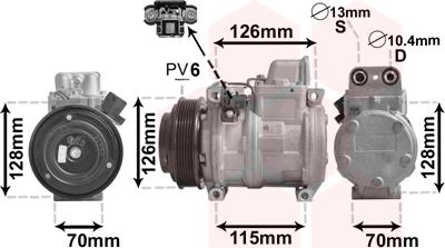 Van Wezel 3000K087 - Компрессор кондиционера autospares.lv