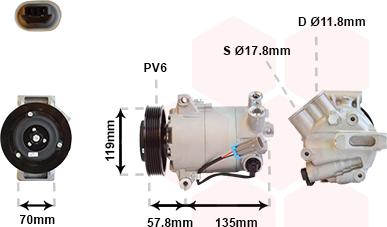 Van Wezel 3700K496 - Компрессор кондиционера autospares.lv