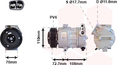 Van Wezel 3700K419 - Компрессор кондиционера autospares.lv