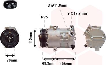 Van Wezel 3700K418 - Компрессор кондиционера autospares.lv