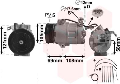 Van Wezel 3700K427 - Компрессор кондиционера autospares.lv