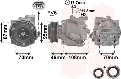 Van Wezel 3700K668 - Компрессор кондиционера autospares.lv