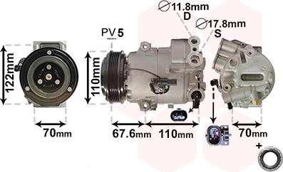 Van Wezel 3700K606 - Компрессор кондиционера autospares.lv