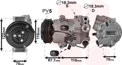 Van Wezel 3700K608 - Компрессор кондиционера autospares.lv