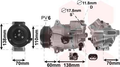 Van Wezel 3700K616 - Компрессор кондиционера autospares.lv