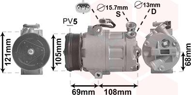 Van Wezel 3700K138 - Компрессор кондиционера autospares.lv