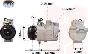 Van Wezel 3700K356 - Компрессор кондиционера autospares.lv