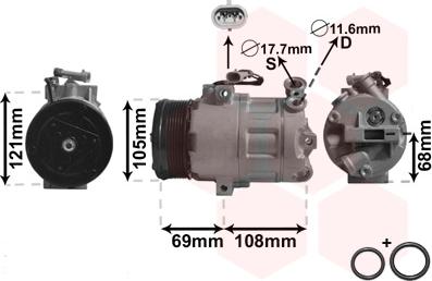 Van Wezel 3700K358 - Компрессор кондиционера autospares.lv