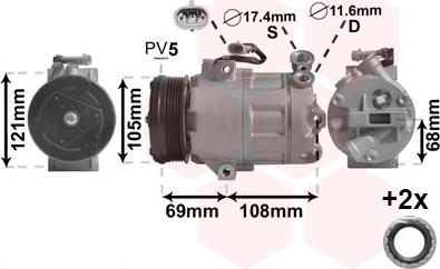 Van Wezel 3700K316 - Компрессор кондиционера autospares.lv