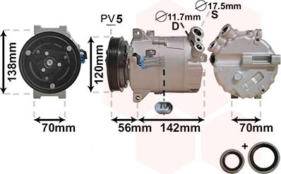 Van Wezel 3700K313 - Компрессор кондиционера autospares.lv