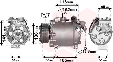 Van Wezel 2500K263 - Компрессор кондиционера autospares.lv