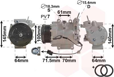 Van Wezel 2500K235 - Компрессор кондиционера autospares.lv