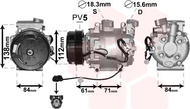 Van Wezel 2500K275 - Компрессор кондиционера autospares.lv